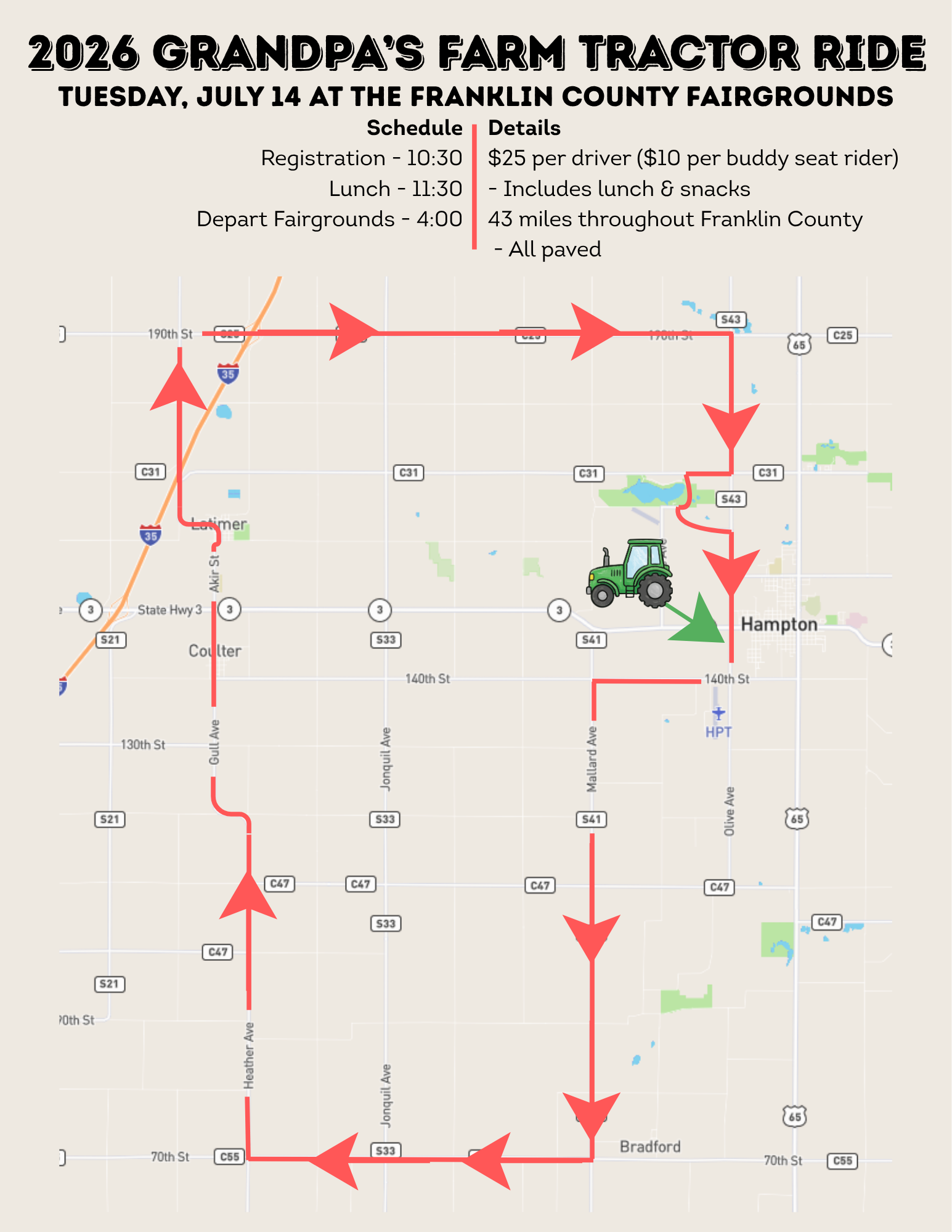Tractor Ride Route